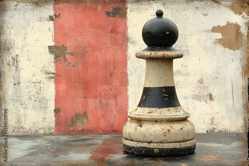 Vintage chess piece against a weathered backdrop
