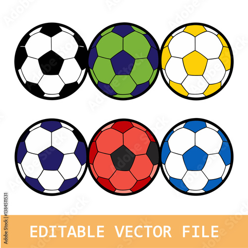 Soccer ball icon. Football game ball icons