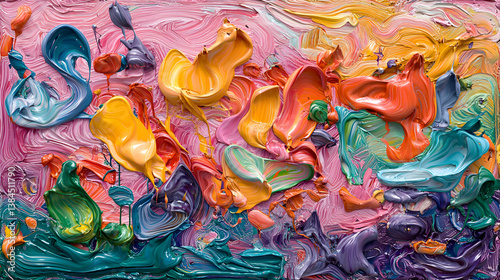 Vibrant Abstract Impasto Oil Painting with Thick Brushstrokes