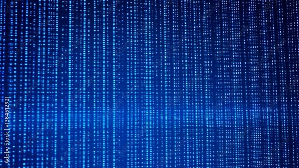 blue digital abstract matrix of data streams, lines and code 