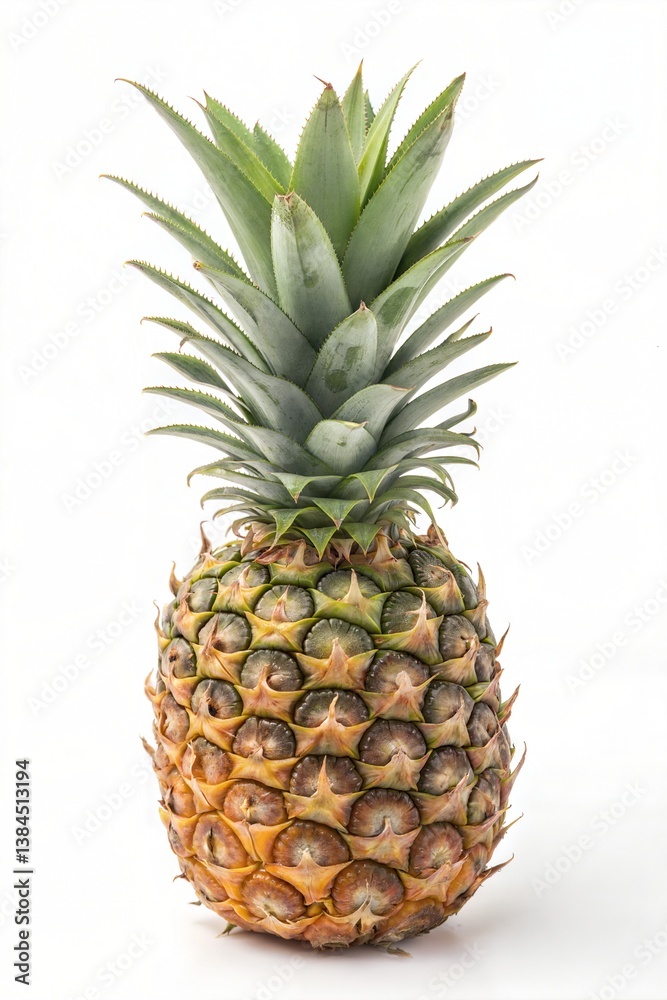 Fototapeta premium Textured Pineapple on White Background