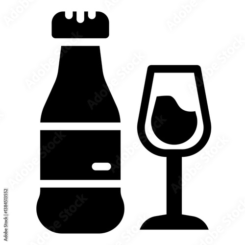 Bottle and Wine Glass Outline