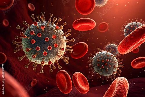Virus infection coronavirus disease blood cells medical health pandemic epidemic research science biology 3d