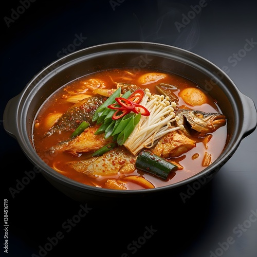 Spicy Korean Fish Stew - Maeuntang plating