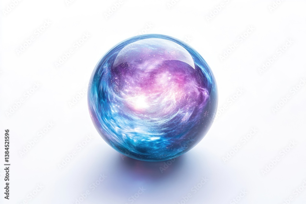 A glass sphere encapsulating a swirling nebula, a cosmic marvel of vibrant blues and purples. A glass sphere encapsulating a swirling nebula, a cosmic marvel of vibrant blues and purples.