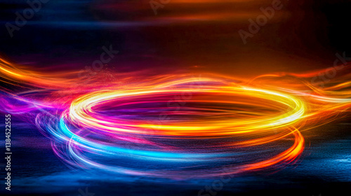 Abstract Colorful Light Trails Swirling Vortex