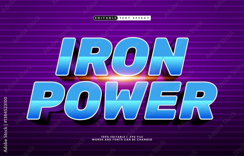 Obraz premium iron power editable text effect with a hero and powerful text effect