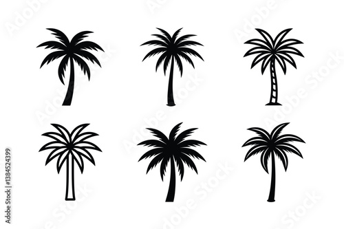set of palm trees vector illustration