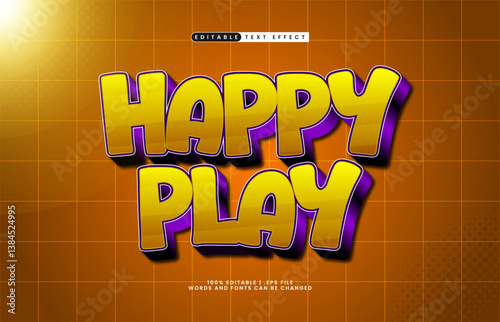 happy play editable text effect with a kids and game text effect
