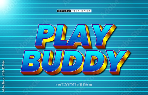 play buddy editable text effect with a kids and game text effect