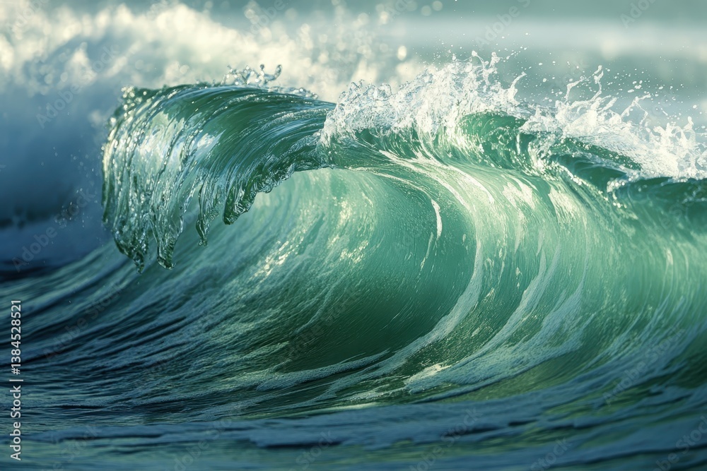 extreme close up of thrashing emerald ocean waves