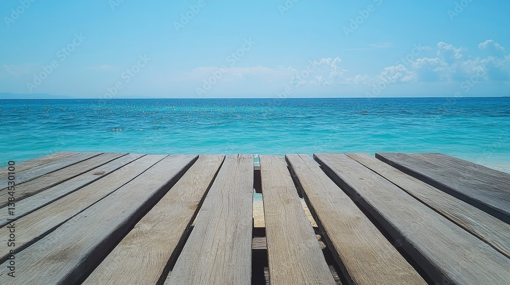 Serene Ocean View from Wooden Dock Serene Ocean View from Wooden Dock