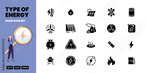 energy type related solid icon vector design good for web and mobile app