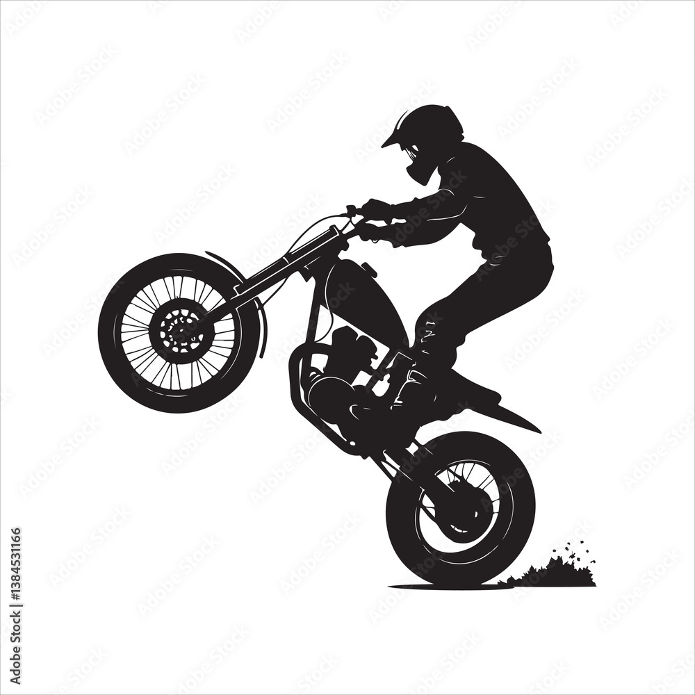 Fototapeta premium Motorcycle Wheelie Silhouette