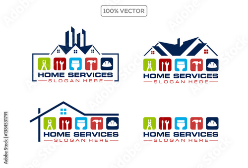 Set of House Repair Logo Template