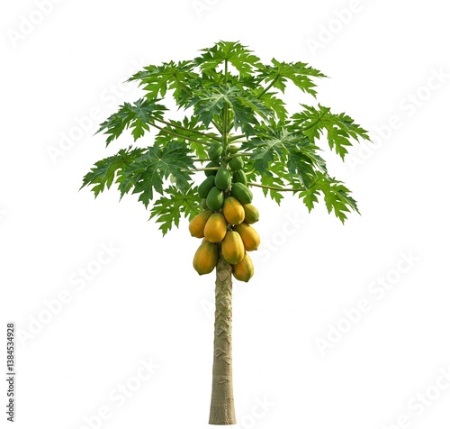 papaya tree isolated on white