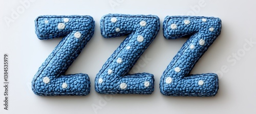 ZZZ sleepy sign. Alphabet word sign symbol.  Generative AI technology.	
