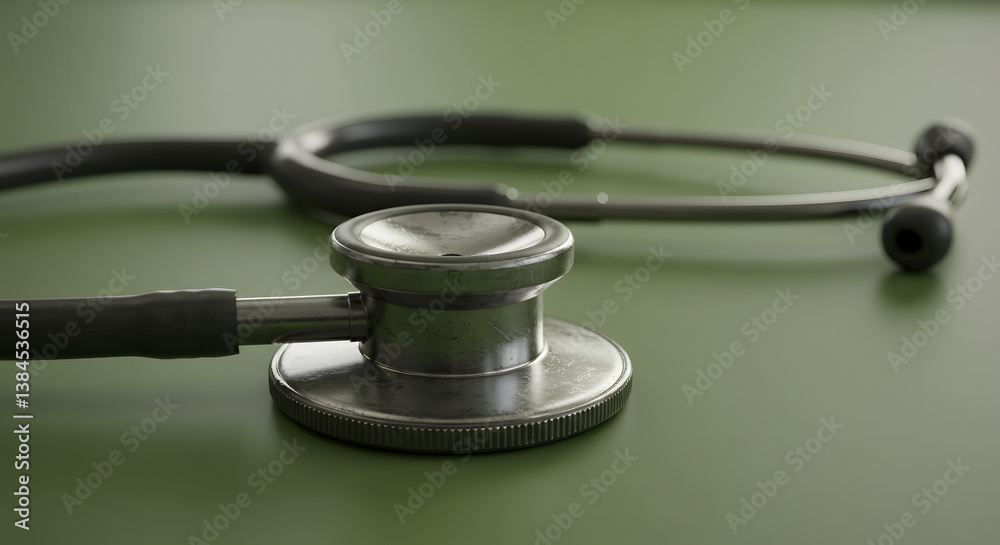 Stethoscope resting on green surface Stethoscope resting on green surface