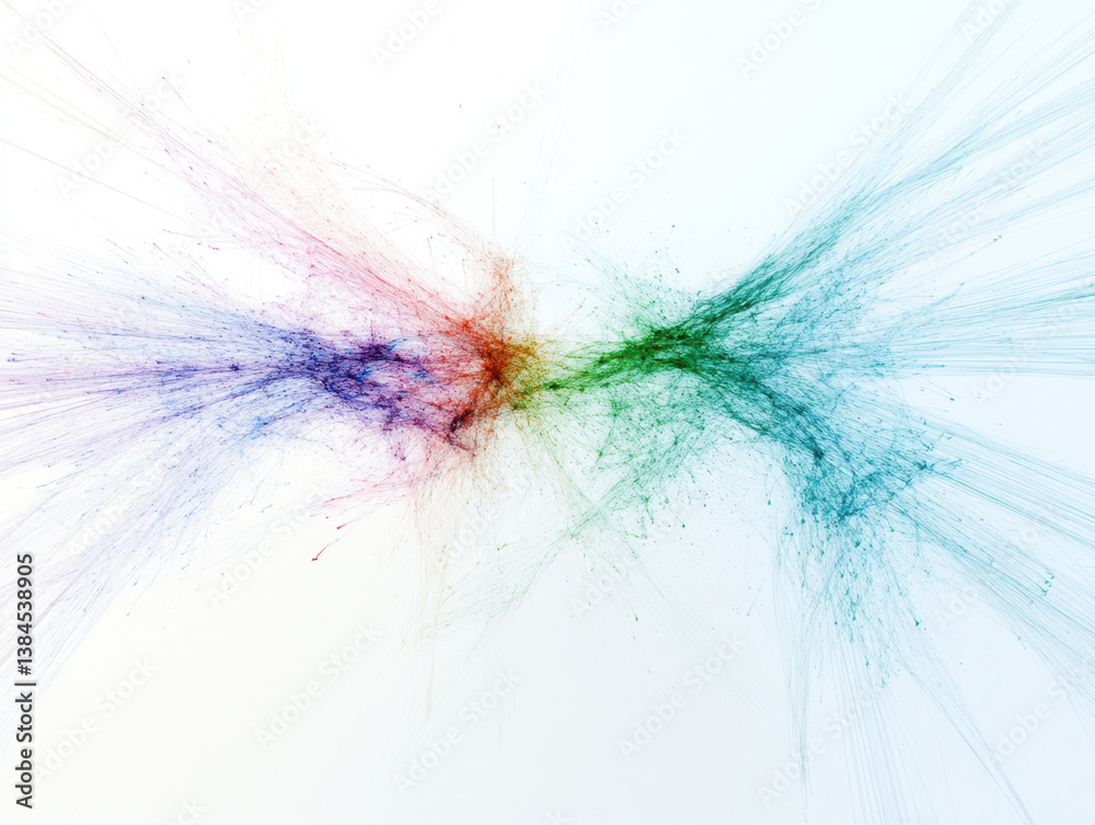 Fototapeta premium Abstract Multicolored Particle Burst on White Background