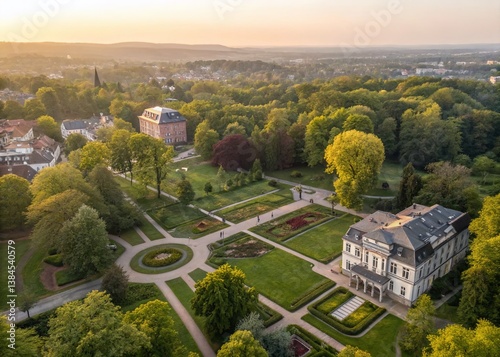 Aerial View of Kurpark Bad Rothenfelde, Germany - Historic Clinic Background