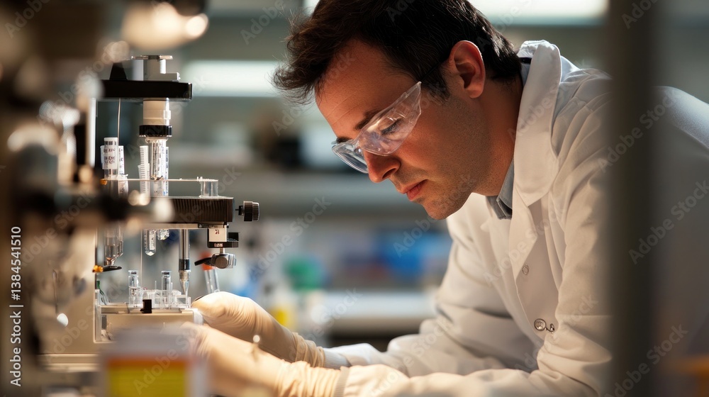 Focused Scientist in Laboratory Setting Focused Scientist in Laboratory Setting