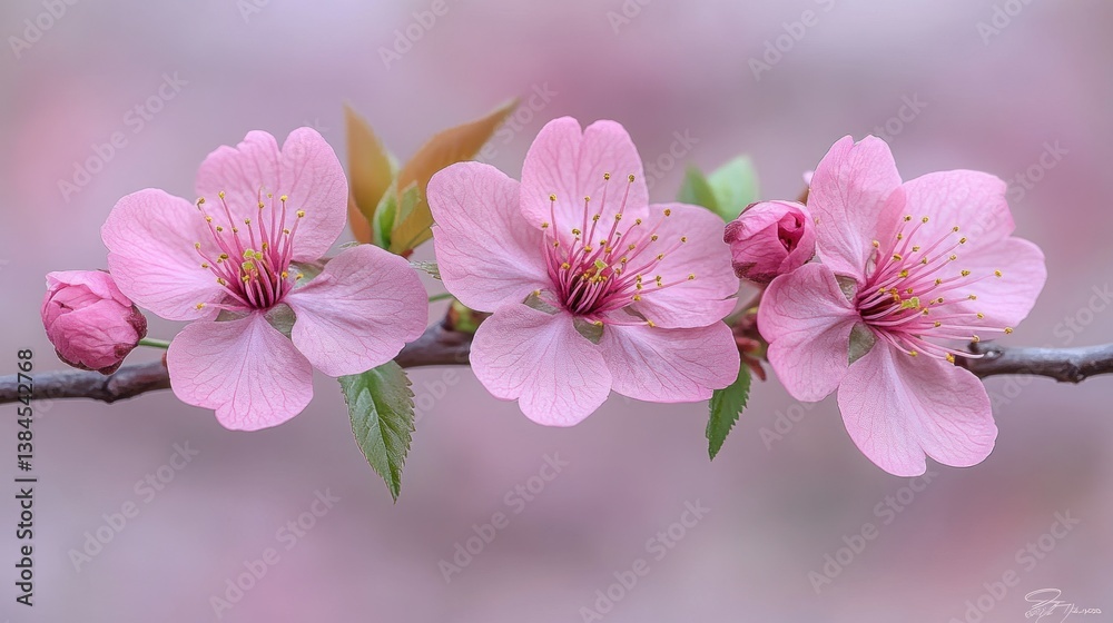 Naklejka premium Delicate Pink Blossoms in Spring
