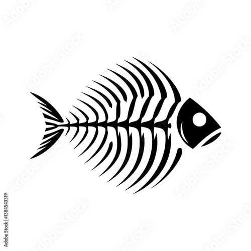 Black Fish Skeleton Silhouette Vector Illustration