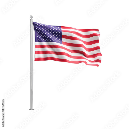 Wallpaper Mural An American flag waving against a clear blue sky. isolated against a transparent background. Torontodigital.ca