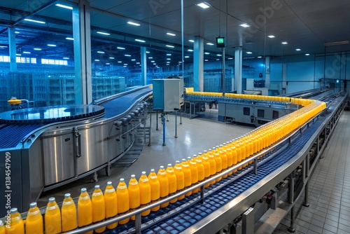 Orange Juice Bottling Line in Modern Factory – Automated Beverage Production & Stainless Steel Machinery