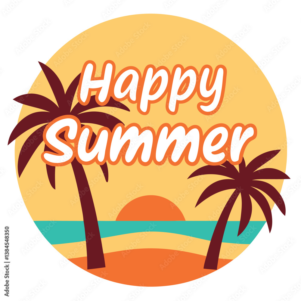 Fototapeta premium Summer vibes vector illustration. 