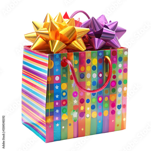 Party gift bag isolated on transparent background  
