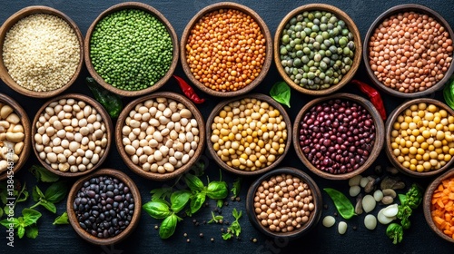 Wallpaper Mural Assortment of Dried Legumes and Beans in Bowls Torontodigital.ca
