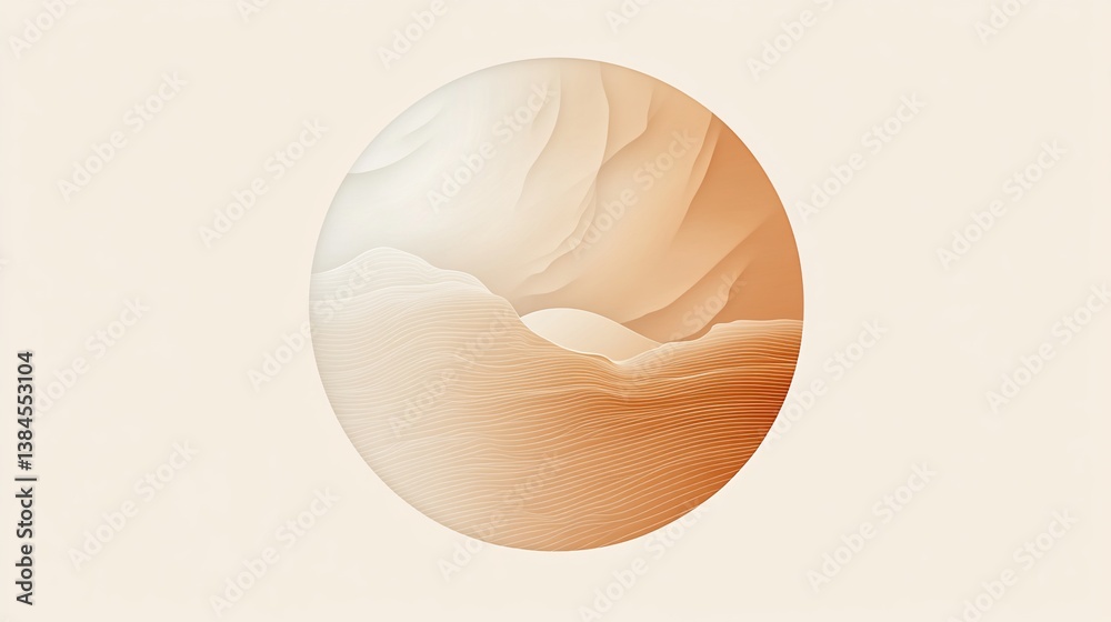 Abstract Circular Desert Landscape with Layered Texture and Elegant Lines