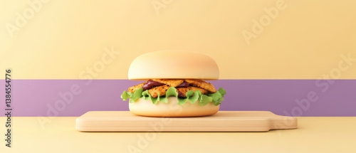 delicious plant based burger featuring grilled chicken, fresh lettuce, and savory sauces, perfect for healthy recipes