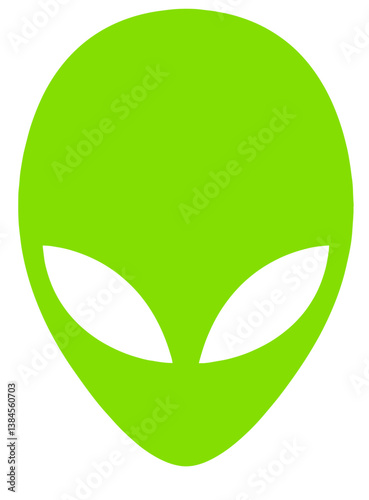 Alien Head with Large Black Eyes, Smooth Green Skin, and Oval-Shaped Face – Extraterrestrial Life, Sci-Fi Concept, Mystery, Outer Space, UFO Culture, Alien Mythology

