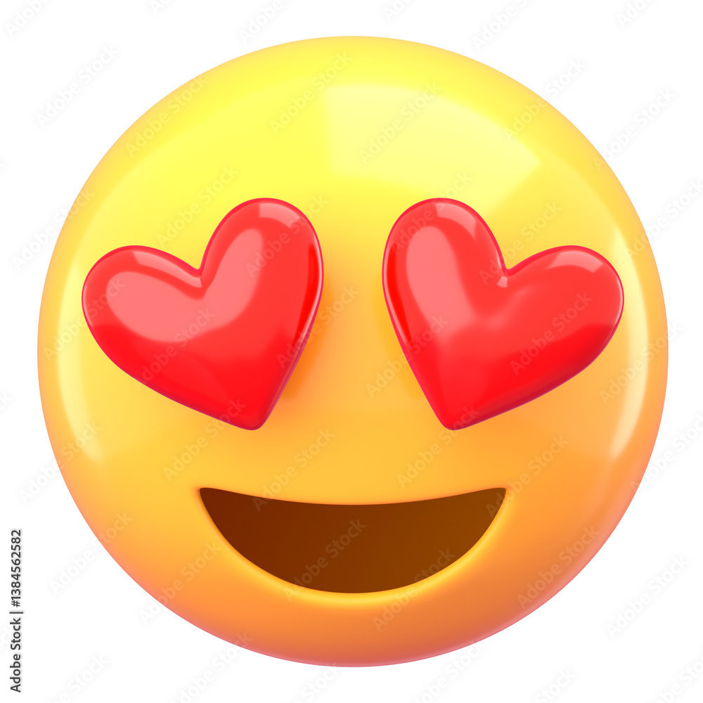 3D emoticon png heart-eyes sticker, transparent background 3D emoticon png heart-eyes sticker, transparent background