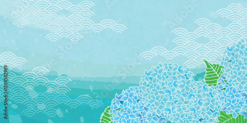 アジサイ　梅雨　花　背景	
