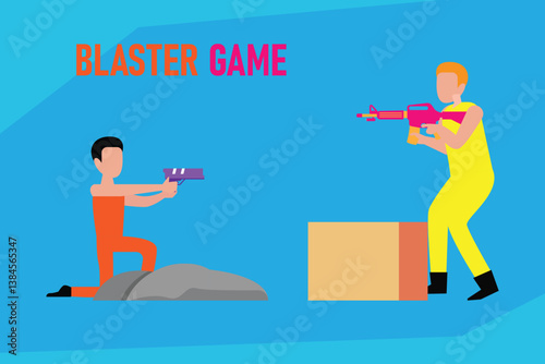 Vibrant 2D illustration depicting a blaster game