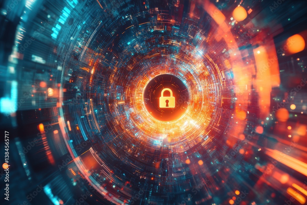 Obraz premium Abstract depiction of digital security and data protection systems