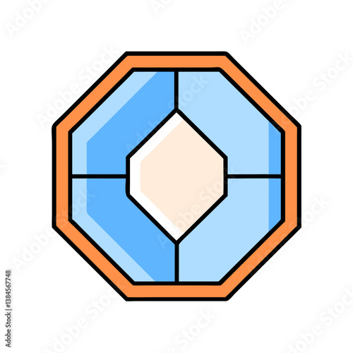 Octagon Window Pane Design Geometric Blue Glass Frame