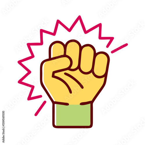 Powerful Clenched Fist, Strength, Energy, Action, Protest, Power, Rebellion, Fight, Determination, V