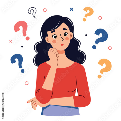 girl thinking vector illustration