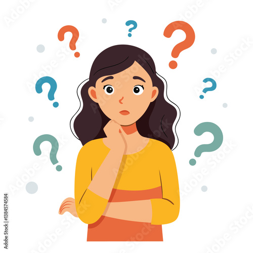girl thinking vector illustration