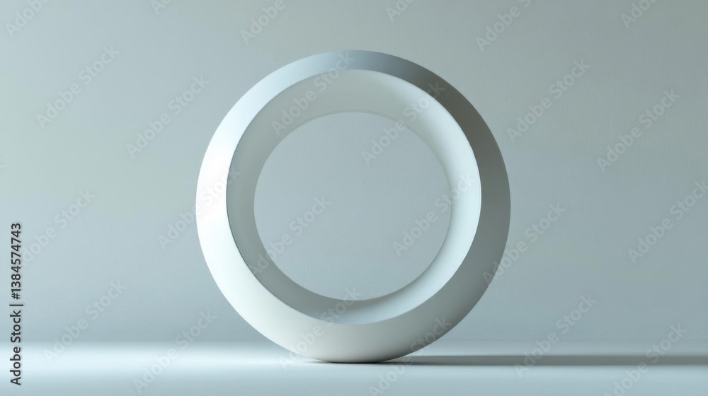 Abstract White Ring with 3D Render, and Minimalist Design. Abstract White Ring with 3D Render, and Minimalist Design.
