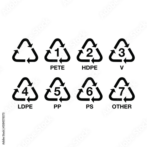  Recycling Plastic Packaging Mark Symbol Vector Icon