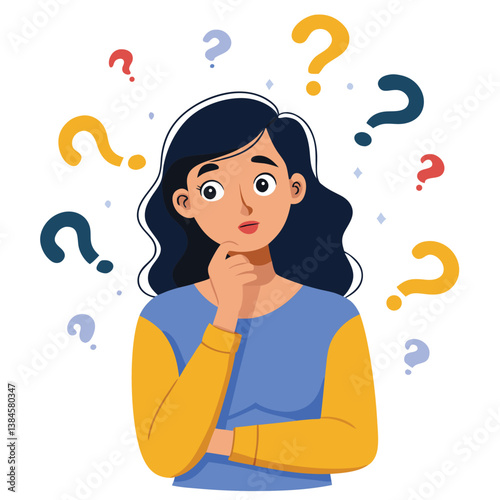 girl thinking vector illustration