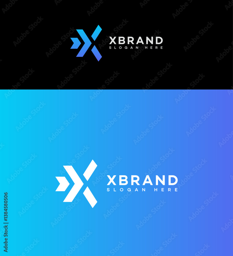 Obraz premium Modern X Letter Logo Design Gradient, Arrow, Abstract, Tech, Minimalist