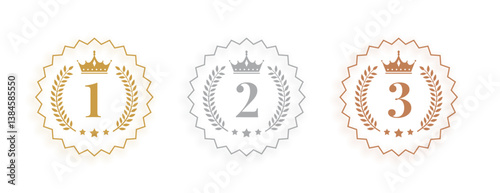 set of top ranking number badge symbol for victory award