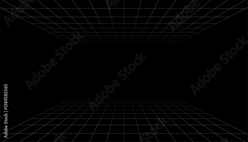 abstract geometric perspective grid lines dark background design