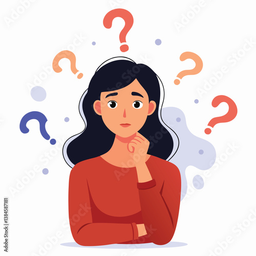 girl thinking vector illustration
